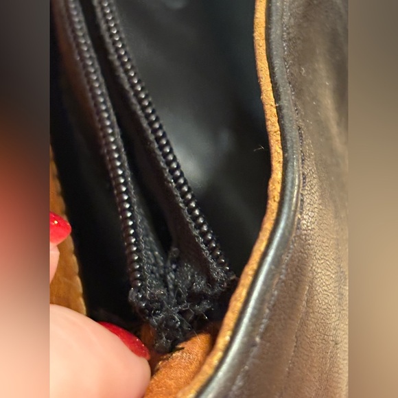 Valentina Black and Brown Shoulder Bag with Leather Handles - Picture 13 of 16